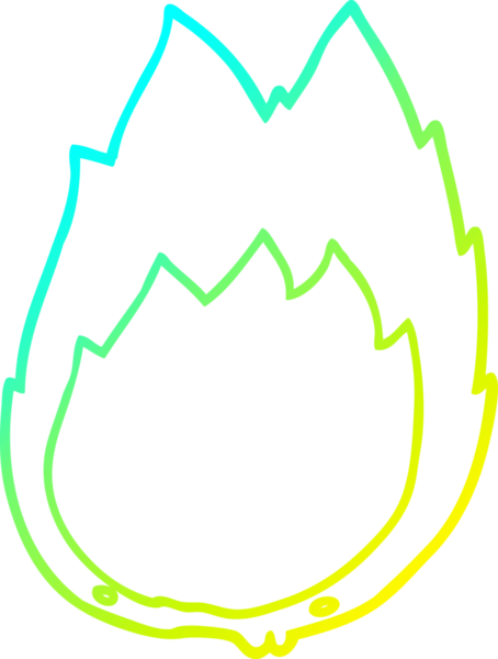 Bir insanın çizdiği çizgi film alevlerinin soğuk gradyan çizgileri.