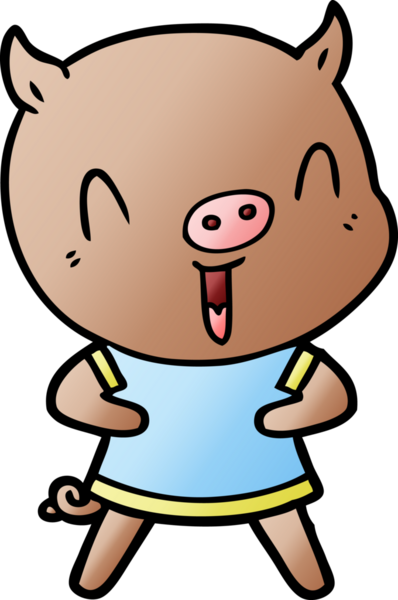 Bir insan tarafından çizilmiş mutlu çizgi film domuzu.