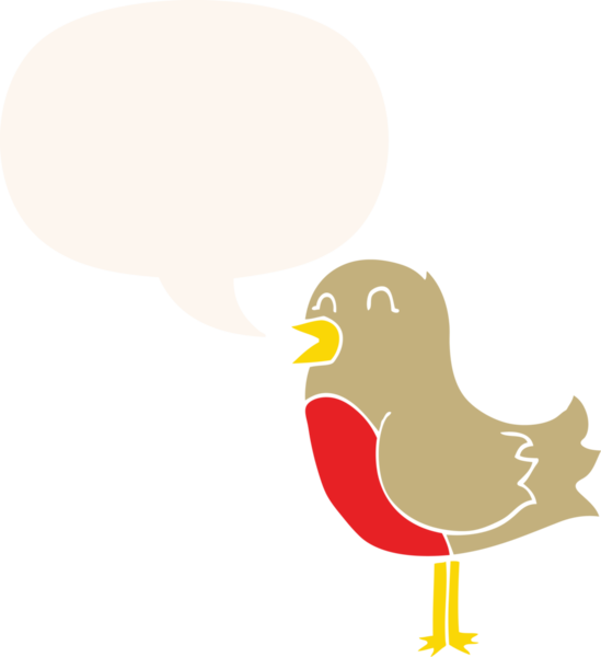 bir insan tarafından çizilmiş, konuşma baloncuklu çizgi film kuşu.