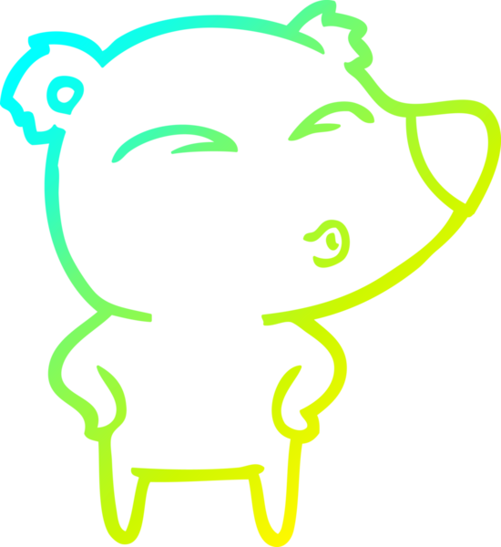 Bir insan tarafından çizilmiş ıslık çalan bir ayının soğuk çizgi çizimi.