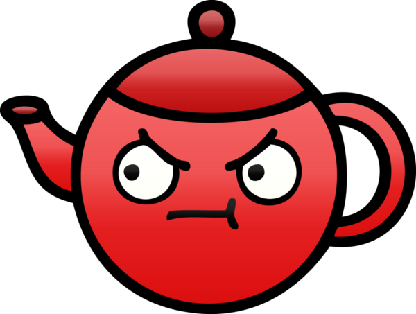 Bir insan tarafından çizilmiş bir çaydanlığın gölgelenmiş karikatürü.