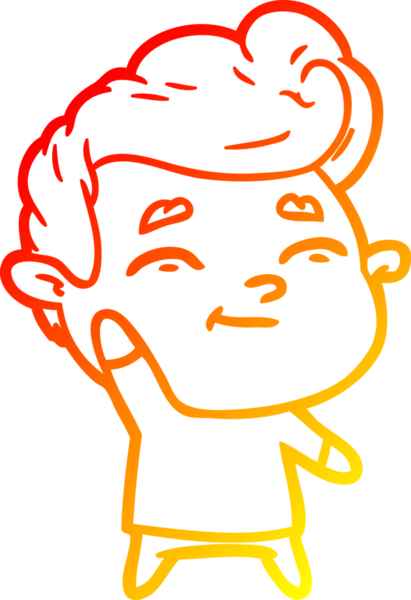 Bir insan tarafından çizilmiş mutlu bir çizgi film karakteri çizimi.