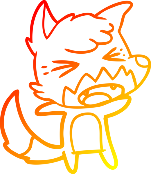 Bir insan tarafından çizilmiş kızgın bir tilkinin sıcak çizgi çizimi