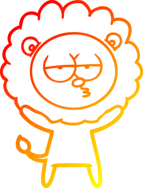 Bir insan tarafından çizilen ve canı sıkılan bir aslanın sıcak çizgi çizimi