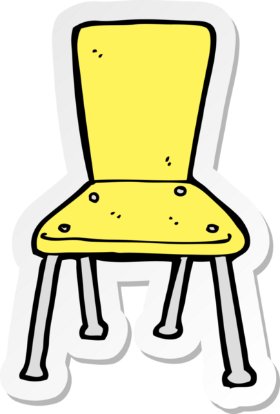 Bir insan tarafından çizilmiş eski bir okul sandalyesinin çıkartması.