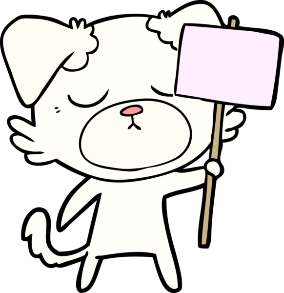 Bir insan tarafından çizilmiş şirin bir çizgi film köpeği.