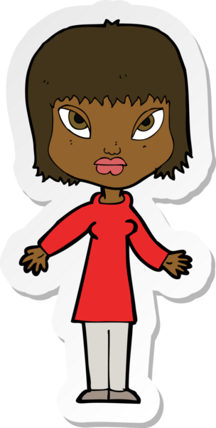 Bir insan tarafından çizilmiş, açık kollu bir karikatür kadının çıkartması.