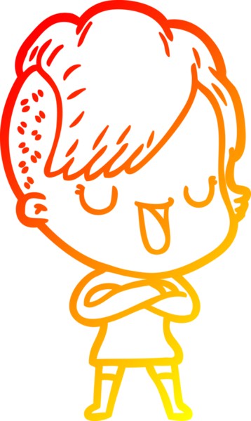 Hipster saç kesimi bir insan tarafından çizilmiş güzel bir çizgi film kızı çizimi.