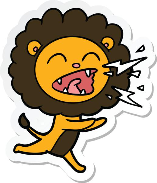 Bir insan tarafından çizilmiş koşu aslanının çıkartması.