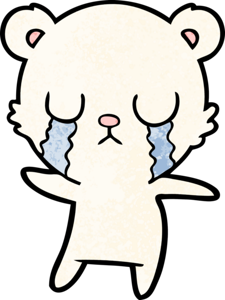 Bir insan tarafından çizilmiş ağlayan kutup ayısı çizgi filmi.