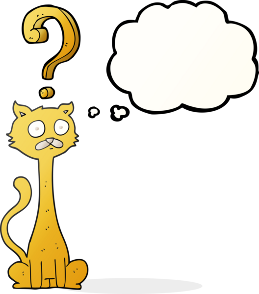 Bir insan tarafından çizilmiş serbest çizim balon karikatürü meraklı kedi