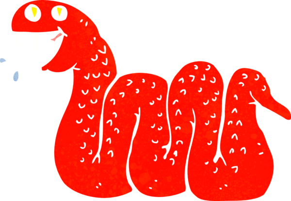 Bir insan tarafından çizilmiş çizgi film yılanı.