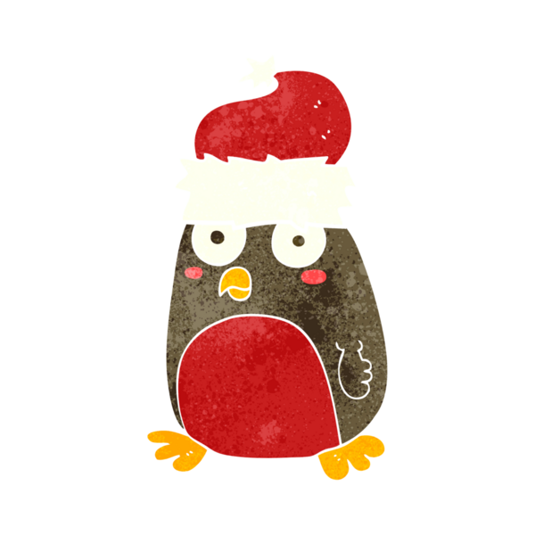 Bir insan tarafından çizilmiş serbest retro karikatür noel robini.