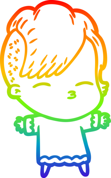 gökkuşağı gradyan çizimi bir çizgi film kızı bir insan tarafından çizilmiş.