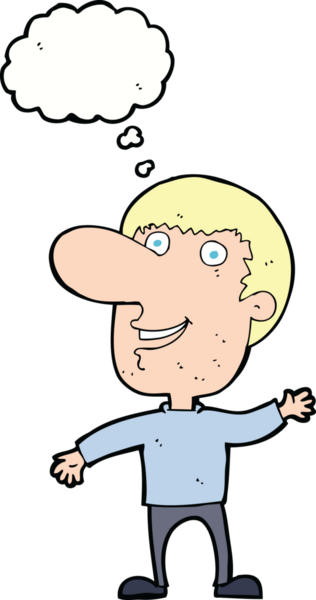 Bir insan tarafından çizilmiş düşünce baloncuğu olan bir çizgi film adamı.