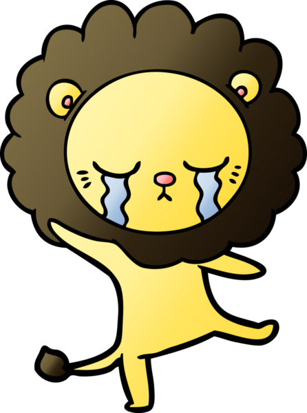 Bir insan tarafından çizilmiş ağlayan çizgi film aslanı.