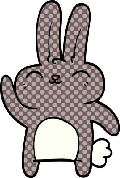 Bir insan tarafından çizilmiş mutlu tavşan.