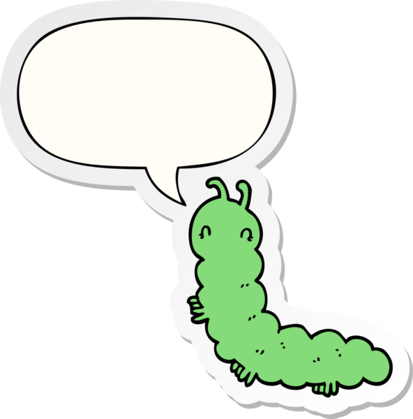 Bir insan tarafından çizilmiş konuşma balonu çıkartmalı çizgi film tırtılı.