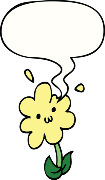 Bir insan tarafından çizilmiş konuşma baloncuklu karikatür çiçeği