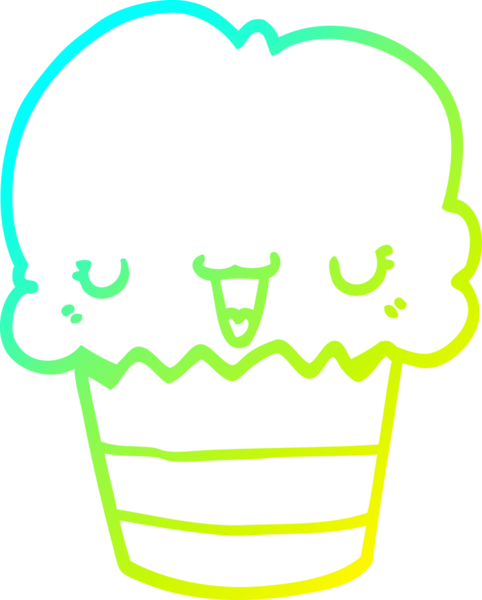 Bir insan tarafından çizilmiş soğuk gradyan bir çizgi film keki çizimi