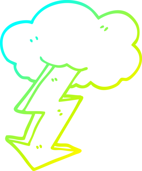 Bir insan tarafından çizilmiş bir çizgi film yıldırımının soğuk gradyan çizimi