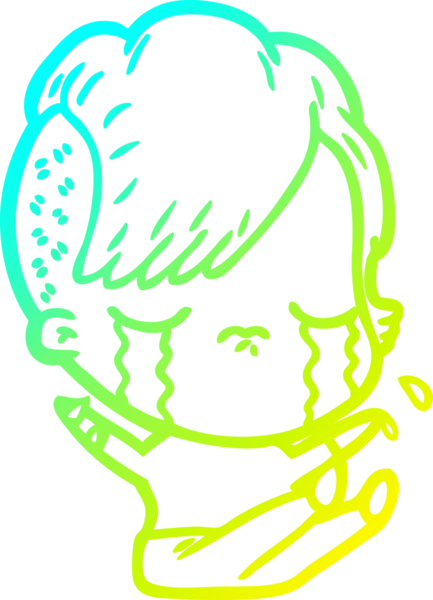 Bir insan tarafından çizilmiş ağlayan bir çizgi film kızı çizimi.