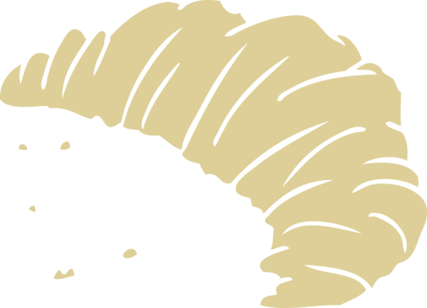 Bir insan tarafından çizilmiş düz renkli kruvasan.