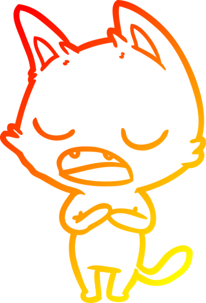 Bir insan tarafından çizilen konuşan kedi çizgi filminin sıcak gradyan çizimi