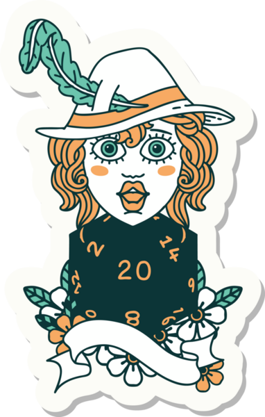 Bir insan tarafından çizilmiş 20 zarlı ozan etiketi.