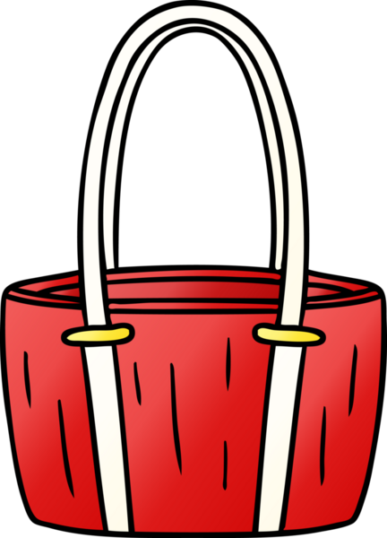 Bir insan tarafından çizilmiş kırmızı büyük bir çantanın gradyan karikatürü.
