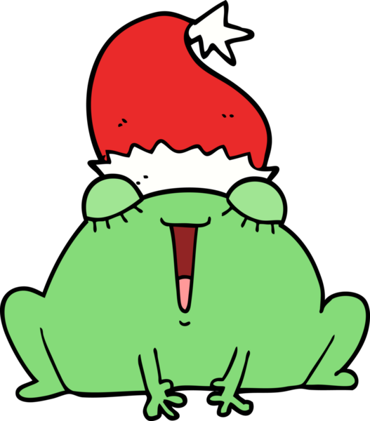 Bir insan tarafından çizilmiş şirin bir noel kurbağası.