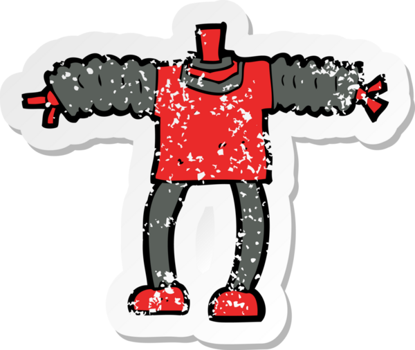 Bir insan tarafından çizilmiş robot bir karikatürün gerilimli çıkartması.