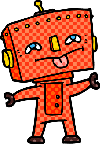 Bir insan tarafından çizilmiş çizgi film robotu