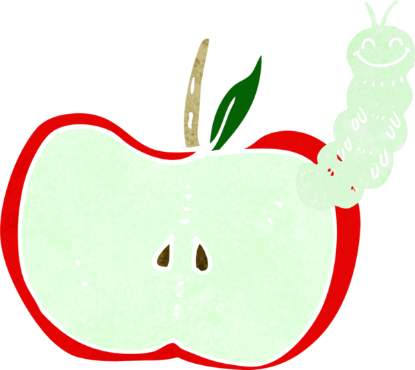 bir insan tarafından çizilmiş böcekli çizgi film elması