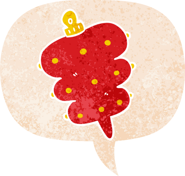 bir insan tarafından çizilmiş grunge sıkıntılı retro stili konuşma baloncuğu ile karikatür noel dekorasyonu