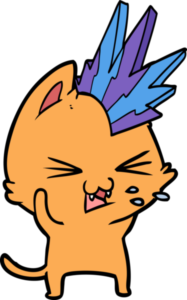 çizgi film punk rock kedisi tıslayan bir insan tarafından çizilmiş