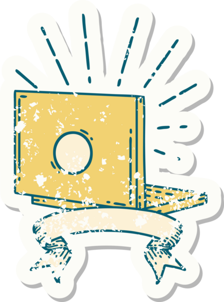 Bir insan tarafından çizilmiş eski bir dövme dizüstü bilgisayar etiketi.