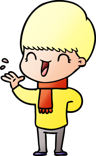 Bir insan tarafından çizilmiş mutlu çizgi film çocuğu.