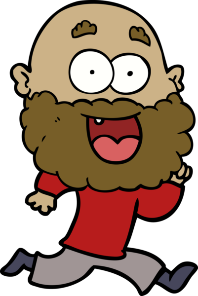 Bir insan tarafından çizilmiş sakallı çılgın mutlu adam çizgi filmi.