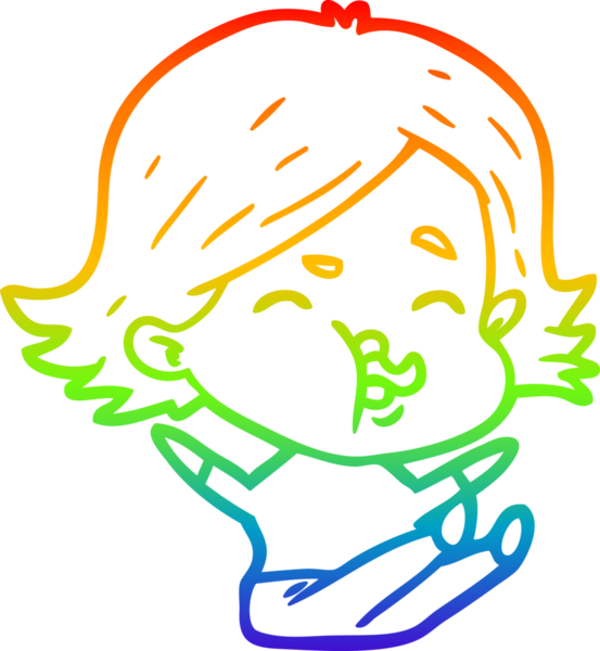 Gökkuşağı gradyan çizgi çizimi Bir insan tarafından çizilen bir kız karikatürü