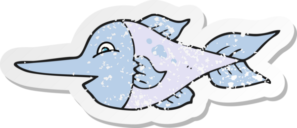 Bir insan tarafından çizilmiş kılıçbalığının gerilmiş çıkartması.