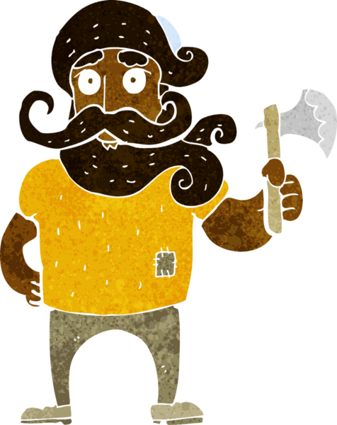 Bir insan tarafından çizilmiş baltalı bir oduncu.