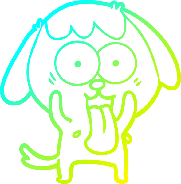 Bir insan tarafından çizilmiş şirin bir çizgi köpeğin soğuk gradyan çizgisi.