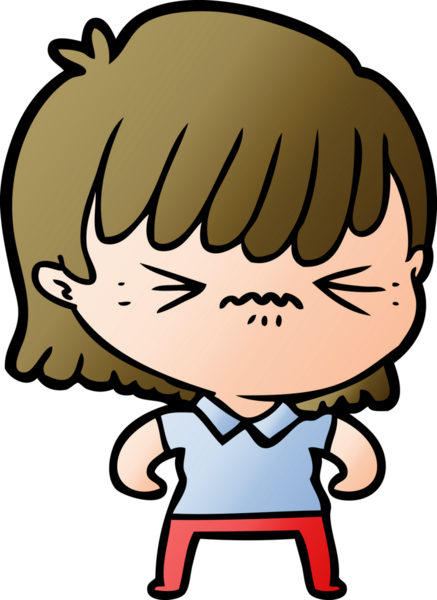 Bir insan tarafından çizilmiş kızgın çizgi film kızı.