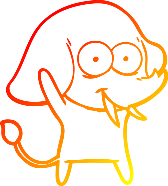 Bir insan tarafından çizilmiş mutlu bir filin sıcak çizgi çizimi