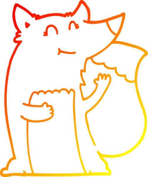 Bir insan tarafından çizilmiş mutlu bir tilkinin sıcak çizgi çizimi