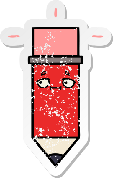 Bir insan tarafından çizilmiş şirin bir karikatür kaleminin sıkıntılı çıkartması.