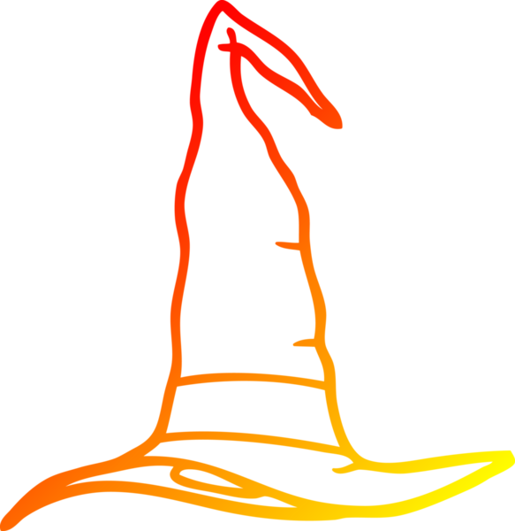 Bir insan tarafından çizilmiş bir cadı şapkasının sıcak çizgi çizimi.