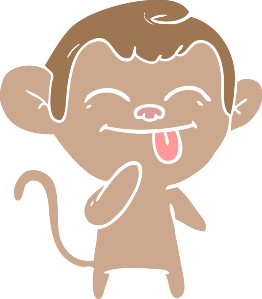 Bir insan tarafından çizilmiş komik düz renkli çizgi film maymunu