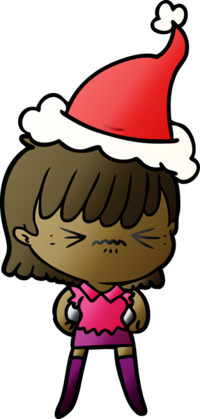 Bir insan tarafından çizilmiş Noel Baba şapkası giymiş bir kızın gradyan çizimi.